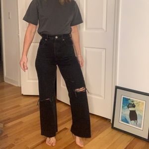 Zara High Waisted distressed black washed denim in size 2 inseam is 29inches
